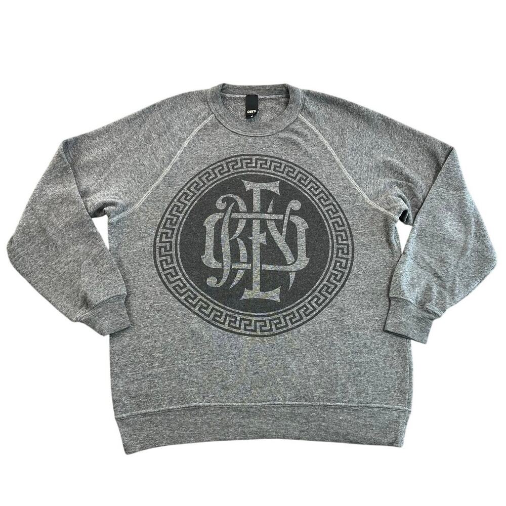 OBEY Medallion Graphic Crewneck Sweatshirt Gray Greek Key Streetwear Men’s M